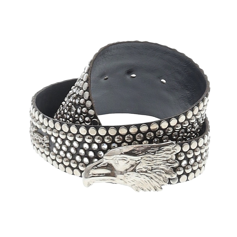 Kippys genuine SWAROVSKI crystal and studs leather Eagle head belt XS